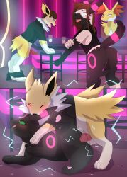 absurd_res alsoflick beverage bite club_(disambiguation) delphox drunk eeveelution hi_res jolteon nintendo party pokémon_(species) pokemon pokemon_(species) rave sex substance_intoxication transformation umbreon video_games