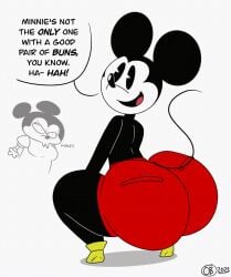 alternate_body_type animated animated_gif anthro ass big_ass big_butt breathotter disney male_only mickey_mouse minnie_mouse mouse shaking shaking_ass shaking_butt text thiccey_mouse twerking