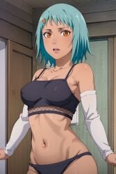 1girls ai_generated armwarmers dark-skinned_female female female_only fuu_(naruto) human naruto naruto_(series) naruto_shippuden panties solo standing topwear