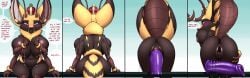 alien antennae_(anatomy) anthro anus areola arthropod arthropod_abdomen bee bent_over big_breasts big_dildo blush bodily_fluids breast_squish breasts canid canine clitoris crown dialogue dildo dildo_sitting dildo_sitting_reveal el'phine exoskeleton female fox furball_(artist) gaping genitals hi_res huge_breasts hybrid hymenopteran insects lactating mammal multi_arm multi_clitoris multi_genitalia multi_limb neck_tuft nipples ophelia_(furball) penetration pussy pussy_grip raised_tail sex_toy short_stack shortstack sitting slightly_chubby solo split_mandible squish stretched_pussy tuft vaginal_penetration wet wrist_fluff