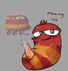 1boy ambiguous_gender animal_genitalia anthro blush cum ejaculation hi_res larva larva_(series) male maomaocatmao red_(larva) tagme