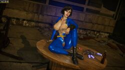 3d bioshock bioshock_infinite blue_eyes busty clothing computer crossover electronics elizabeth_comstock fallout female female_focus female_only hourglass_figure human nic_otine nude nude_female nudity pale_skin pip-boy tagme vault_suit wide_hips wristwear