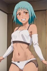 1girls ai_generated armwarmers dark-skinned_female female female_only fuu_(naruto) human naruto naruto_(series) naruto_shippuden panties solo standing topwear