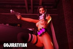 1girls female fortnite functionally_nude functionally_nude_female gojiratitan gojiratitannsfw gun guns solo_female vi_(fortnite)