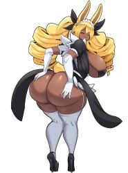 1girls arm_gloves armwear ass big_ass big_breasts blonde_hair bra breasts bubble_butt bunny_ears bunny_girl bunny_tail busty clothing dark-skinned_female dark_skin fat_ass female female_only garter_straps hands_on_ass hands_on_own_ass heels huge_ass huge_breasts large_ass large_breasts legwear loppy_(thecon) maid maid_headdress maid_uniform original original_character panties shoes solo thecon thick_ass thick_thighs white_background wide_hips