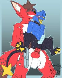 anthro anthro_on_anthro clothing duo fur furry furry_on_furry gay generation_4_pokemon hi_res kingaroo knot macropod male male/male male_only mammal marsupial nintendo pokemon pokemon_(species) scraner_(vulfen) shinx standing star_the_shinx underwear vulfen