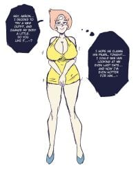 breast_expansion cartoon_network gem_(species) pearl_(steven_universe) shishikasama steven_universe thought_bubble yellow_dress