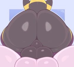 2022 anthro anthro_on_anthro ass backsack balls big_ass big_butt black_body black_fur clothing duo eeveelution femboy frumples fur gay genitals huge_ass huge_butt legwear male male/male male_umbreon nintendo nude pokémon_(species) pokemon thick_thighs umbreon video_games wide_hips