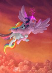 1trick 2015 cloud cloudy_sky dated duo equid equine female female/female fingering friendship_is_magic hasbro hi_res horse mammal my_little_pony orange_sky pony rainbow_dash_(mlp) sky twilight_sparkle_(mlp) vagina