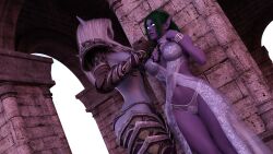 2girls 3d big_breasts blizzard_entertainment blonde_hair blue_skin chains collar ditzydoesdigital forsaken green_hair leash night_elf purple_skin pussy sylvanas_windrunner tyrande_whisperwind undead undead_(warcraft) voluptuous voluptuous_female warcraft wide_hips world_of_warcraft yuri