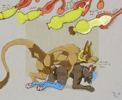 1boy animal_genitalia animal_penis anthro anus balls balls_deep bodily_fluids breezy_(breezyshiba) canid canine canine_genitalia canine_penis canis cervical_penetration cum cum_in_pussy cum_in_uterus cum_inside cuntboy deep_penetration defloration dialogue doggy_style dragon duo duo_focus fellowwolf fidelis_(fellowwolf) from_behind_position full-package_cuntboy genital_fluids genitals herm hermaphrodite hybrid hymen intersex intersex/male knot knotting male male_focus maleherm mammal multi_genitalia mythological_creature mythological_scalie mythology ovum penetration penis pussy raised_leg raised_tail retracted_balls scalie sex sperm_cell tail teasing uterus vaginal_penetration virgin wolf