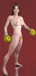 1girls 3d 3d_(artwork) boxing boxing_gloves brown_hair cb1964 female female_only gloves micro_panties original original_character panties pubic_hair solo tagme topless topless_female yellow_boxing_gloves yellow_gloves yellow_panties