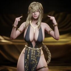 1girls 3d animated big_breasts blonde_female blonde_hair blurry_background bouncing_breasts bracelet braid breasts cleavage dance dancing elden_ring female female_focus female_only fromsoftware hair_covering_eye hair_over_one_eye jewelry jiggle light-skinned_female light_skin long_hair looking_at_viewer necklace nipple_bulge pelvic_curtain queen_marika_the_eternal ryanreos smile solo solo_focus sound swaying tagme thick_thighs thigh_strap video yellow_eyes