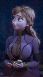 1girls anna_(frozen) blue_eyes boob_window fake_ruidx frozen_(film) huge_breasts large_breasts red_hair