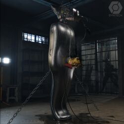 absurd_res anthro asphyxiation ballbusting balls bodily_fluids bondage bondage bound bounddev breath_play bruised bruised_balls burning canid canine chains cock_and_ball_torture crying dildo electrostimulation encasement fox fully_bound fur genital_torture genitals hi_res hood humanoid immobilization male mammal matted_fur metal nose_tube oral pacthefox permanent_encasement scar sex_toy solo tears torture yellow_body yellow_fur