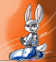 anthro ass big_ass big_breasts big_butt clothed clothing disney female furry glistening glistening_body gtogta gtogta_(artist) judy_hopps lagomorph leporid low_res mammal rabbit shiny shiny_skin solo zootopia