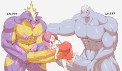 big_penis clothing erection generation_1_pokemon generation_8_pokemon genitals group hi_res human humanoid_genitalia humanoid_penis machoke male male/male male_only mammal muscular naranja_academy nintendo penis pokemon pokemon_(species) school_uniform shimita simple_background size_difference toxtricity trio uniform white_background