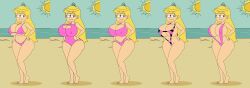 1girls 1milf 2d aged_up big_breasts blonde_hair cleavage ferozyraptor lola_loud long_hair milf pink_bikini solo split_screen tagme the_loud_house v_bikini