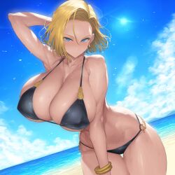 1girls ai_generated android_18 blonde blonde_female blonde_hair blonde_hair_female blue_eyes blue_eyes_female cameltoe cleavage curvy dragon_ball erect_nipples female gigantic_breasts huge_areolae huge_ass nai_diffusion plusmolfa puffy_nipples short_hair short_hair_female stable_diffusion thick_lips voluptuous wide_hips yellow_hair