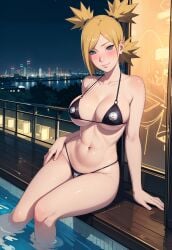 1girls abs ai_generated alex-schura arm_support bare_chest bare_legs bare_midriff bare_shoulders big_breasts bikini bikini_bottom bikini_top blonde_hair blush boruto:_naruto_next_generations breasts cameltoe city_background cleavage clouds curvaceous curvy curvy_body curvy_female curvy_figure facial_mark female female_only high_resolution highleg highleg_bikini light-skinned_female light_skin mature mature_female milf nai_diffusion naruto naruto_(series) navel partially_submerged pinup ponytail pool poolside quad_tails rooftop sitting smile solo stable_diffusion swimsuit teal_eyes temari tied_hair toned toned_female twintails very_long_hair voluptuous water wide_hips