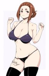 1girls big_breasts bikini breasts brown_eyes brown_hair busty cleavage curvaceous curvy curvy_body curvy_female curvy_figure female huge_breasts kaii_to_otome_to_kamikakushi large_breasts mole mole_under_eye relaxjon short_eyebrows small_eyebrows sumireko_ogawa voluptuous