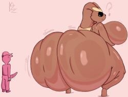 anthro ass ass_bigger_than_head big_butt clapping duo female generation_4_pokemon hi_res huge_butt hyper hyper_butt lopunny male male/female mammal nintendo pokemon pokemon_(species) simple_background size_difference twerking yoshuacomoyoshu