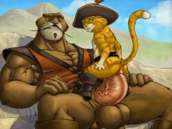 anal anthro_on_anthro anthro_penetrated anthro_penetrating anthro_penetrating_anthro dreamworks feline furry furryrevolution gay gay_anal gay_sex netflix puss puss_in_boots_(dreamworks) scarlet_panther shrek_(series) the_adventures_of_puss_in_boots