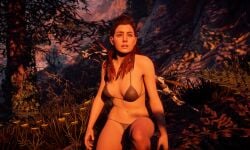 1girls 3d aloy bikini brown_bikini female horizon_zero_dawn jimpony mod red_hair solo swimsuit