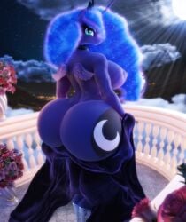 alicorn bare_ass big_ass big_breasts black_skin blue_hair breasts curvaceous curvy equine fat_ass friendship_is_magic high_heels huge_ass huge_breasts large_ass long_hair my_little_pony presenting princess_luna_(mlp) snuddy voluptuous voluptuous_female wings