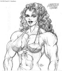 character_name clothes dcmatthews female female_only monochrome muscle_girl_(dcmatthews) muscular sketch solo solo_female