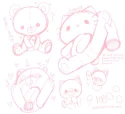 ambiguous_gender ambiguous_penetration animate_inanimate anthro bear chibi dear_daniel domestic_cat english_text felid feline felis hello_kitty hello_kitty_(series) japanese_text male mammal pastel penetration plushie plushophilia raised_leg sanrio size_difference stitch_(sewing) teddy_bear text touboutenshi