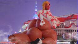 3d ahe_gao ahegao_face big_ass big_balls big_breasts big_butt big_penis big_thighs car donut_anus futa_only futanari hyper hyper_penis sunninsfw sunny_(sunninsfw) vhs_filter