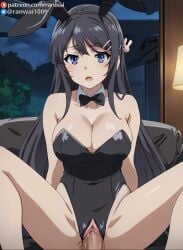 ai_generated anime azusagawa_sakuta bondage bunny_girl bunnysuit cowgirl_position large_breasts long_hair ranwai sakurajima_mai seishun_buta_yarou_wa_bunny_girl_senpai_no_yume_wo_minai sex stable_diffusion