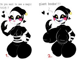 4_fingers absurd_res alternate_form areola big_areola big_breasts big_nipples black_areola black_body black_nipples black_sclera breast_expansion breasts cumlord cumlord_(artist) dialogue doll expansion eyelashes facial_markings female fingers five_nights_at_freddy's genitals gesture head_markings heart hi_res huge_areola huge_breasts huge_nipples humanoid inverted_nipples just_coffee lipstick looking_at_viewer machine makeup marionette_(fnaf) markings navel nipples not_furry nude open_mouth pink_lipstick pointing pointing_at_self puppet_(fnaf) pussy robot robot_humanoid rosy_cheeks rule_63 security_puppet_(fnaf) sharp_teeth simple_background small_breasts smile solo striped_body striped_markings stripes talking_to_viewer tear_(marking) teeth text thick_thighs white_background wide_hips yellow_eyes