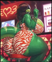 2d_looking_like_3d anthro big_ass big_breasts breasts bubble_butt female huge_ass hyper_bimbo ivy_(sukebepanda) lizard patacon scalie tagme