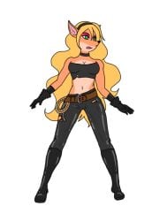 accessory activision ahbleachvore anthro bandicoot blonde_hair boots bottomwear clothing crash_(series) female footwear hair headband leather mammal marsupial midriff navel pants solo tira_bandicoot_(ahbleachvore) tira_bandicoot_(vilanda) video_games vilanda_(artist)