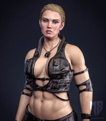 1girls 3d abs big_breasts blonde_female blonde_hair bridgette_wilson cleavage daz_studio dog_tags female female_only fit fit_female fully_clothed manbasama mortal_kombat mortal_kombat_(2011) mortal_kombat_11 netherrealm_studios solo sonya_blade