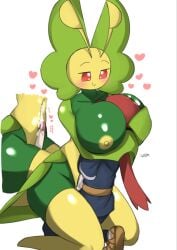 anthro big_breasts blush breasts clothed clothing duo erection female genitals hug human interspecies kneeling leavanny male male/female mammal mommy_kink nintendo penis pokémon_(species) poképhilia pokemon red_eyes size_difference smaller_male thigh_sex video_games woebeeme