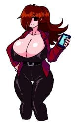 big_breasts clothed dracoarcto female female_only friday_night_funkin girlfriend_(friday_night_funkin) huge_breasts mob_face pixel_art tagme trepidation_gf_(friday_night_funkin) wide_hips