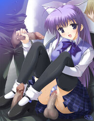 black_legwear black_thighhighs blouse blue_panties bowtie censored clothed_sex feet female footbang footjob footwear gangbang group_sex handjob leg_hold male multiple_penises original panties panties_aside penis plaid plaid_skirt rakkyo school_uniform seifuku serafuku sex shoejob shoes sitting skirt socks straight striped striped_panties tartan thighhighs underwear vest white_legwear white_socks