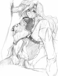 anal censored double_penetration dynamite_pussy_cat langrisser langrisser_iii liffany_(langrisser) monochrome sex sketch solo