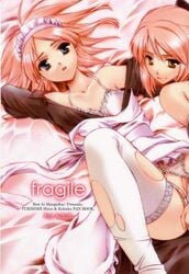 doujin_cover hisui hisui_(tsukihime) jpeg_artifacts kohaku kohaku_(tsukihime) naruse_hirofumi red_hair thighhighs torn_thighhighs tsukihime type-moon white_legwear