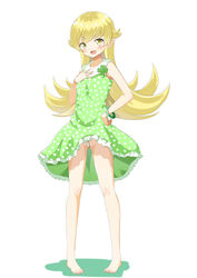 artist_request bakemonogatari bandaid_on_pussy barefoot blonde_hair long_hair looking_at_viewer monogatari_(series) nisemonogatari oshino_shinobu yellow_eyes