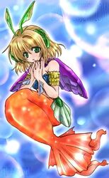 flameshe green_eyes hands_clasped legend_of_mana mermaid monster_girl open_mouth seiken_densetsu solo