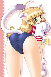 animal_ears blonde_hair cat_ears futaba_morishita glasses nipple_slip nipples