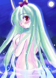 bath ex-keine horn_ribbon horns keine_kamishirasawa nude ribbon solo touhou