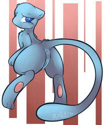 anidra anus ass blue_eyes blush edit female from_behind furry legendary_pokemon mew nintendo pokémon_(species) pokemon pokemon_(species) presenting presenting_hindquarters pussy shiny_pokemon solo unauthorized_edit video_games