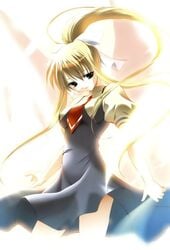 air_(anime) blonde_hair dress highres kamio_misuzu school_uniform seifuku serafuku solo tied_hair twintails