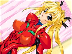 90s aethyr_(game) asuka_langley_sohryu_(cosplay) clothing cosplay female female_only game_cg human love_gun_(company) medium_breasts neon_genesis_evangelion plugsuit solo