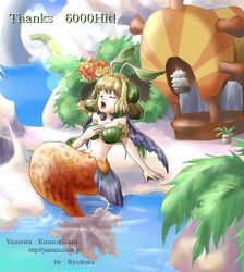 1girls closed_eyes english_text female female_only flameshe jpg legend_of_mana mermaid milestone_celebration monster_girl ryokura seiken_densetsu singing solo text url water